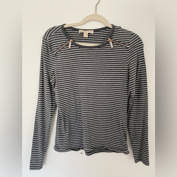 Michael Kors Striped Zip Top Granola Girl Downtown Casual Y2K Grunge Normcore - Picture 1 of 9
